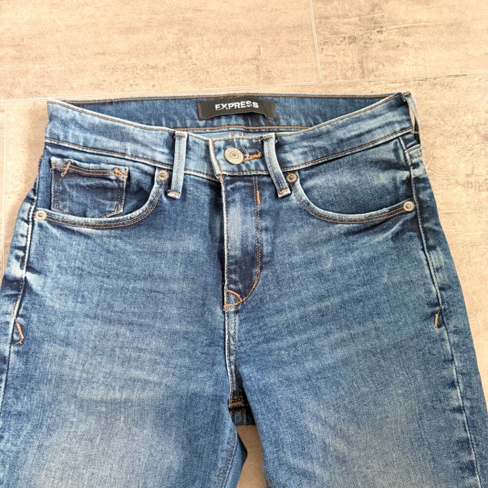 Express Mid Rise Stretch Jeans Size 00 - Picture 3 of 13